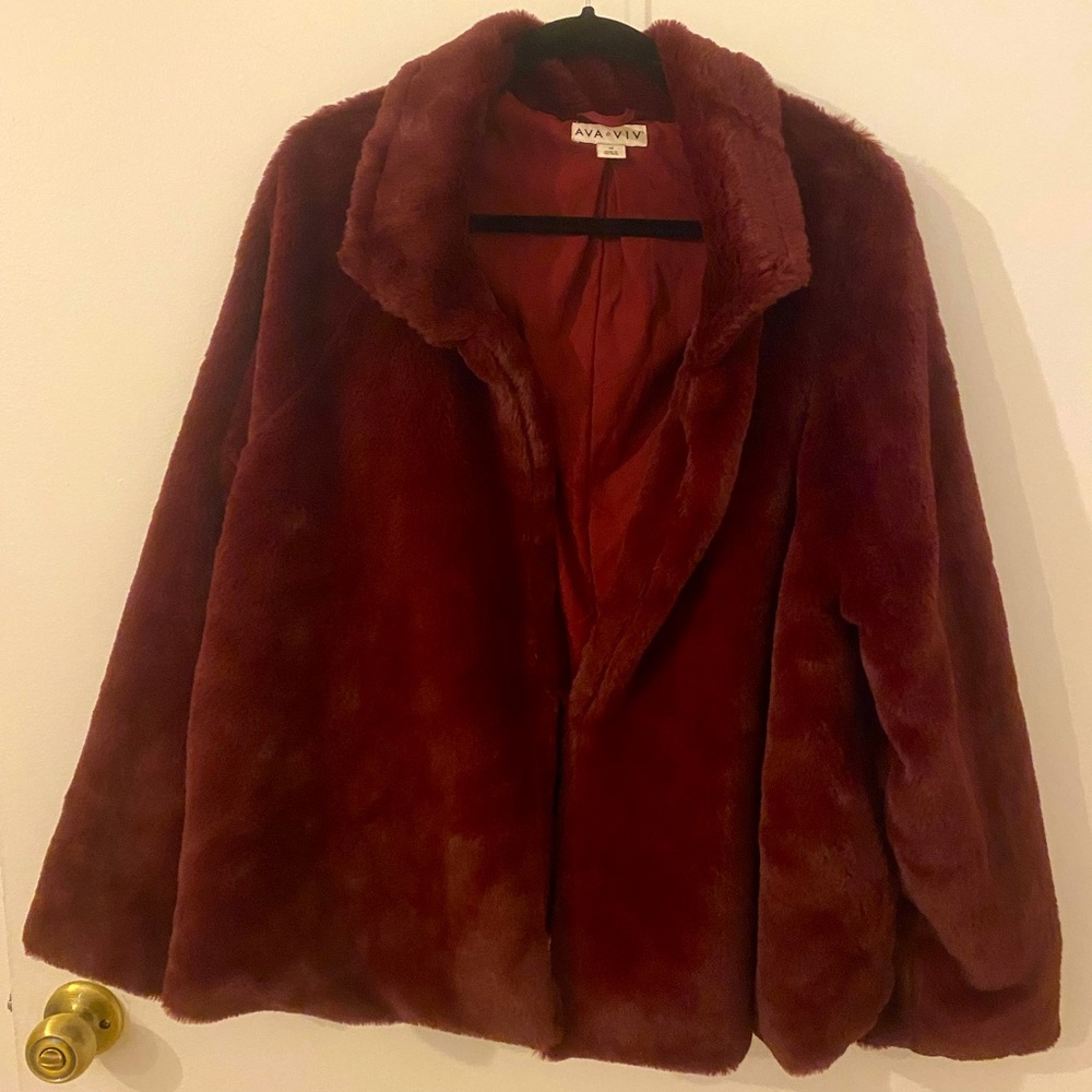 Wine faux fur jacket 1x